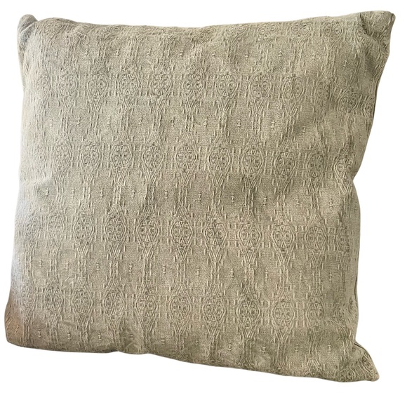 18x18 throw pillow in washed out sage green with embroidered detailing - Picture 1 of 8